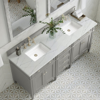 James Martin - Brittany 72" Double Vanity, Urban Gray w/ 3 CM Ethereal Noctis Silestone Top - 650-V72-UGR-3ENC view 7