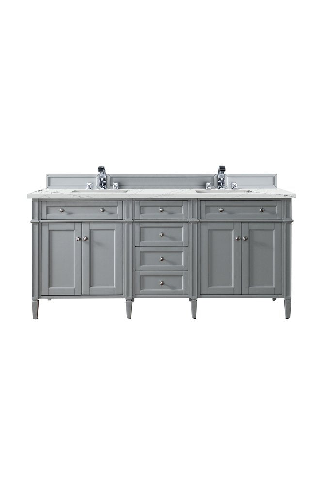 James Martin - Brittany 72" Double Vanity, Urban Gray w/ 3 CM Ethereal Noctis Silestone Top w/FreePower Wireless Charger - 650-V72-UGR-FENC view 1