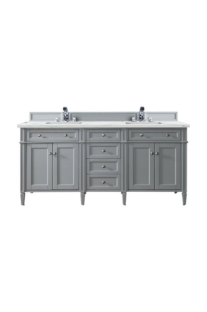 James Martin - Brittany 72" Double Vanity, Urban Gray w/ 3 CM Ethereal Noctis Silestone Top w/FreePower Wireless Charger - 650-V72-UGR-FENC view 1