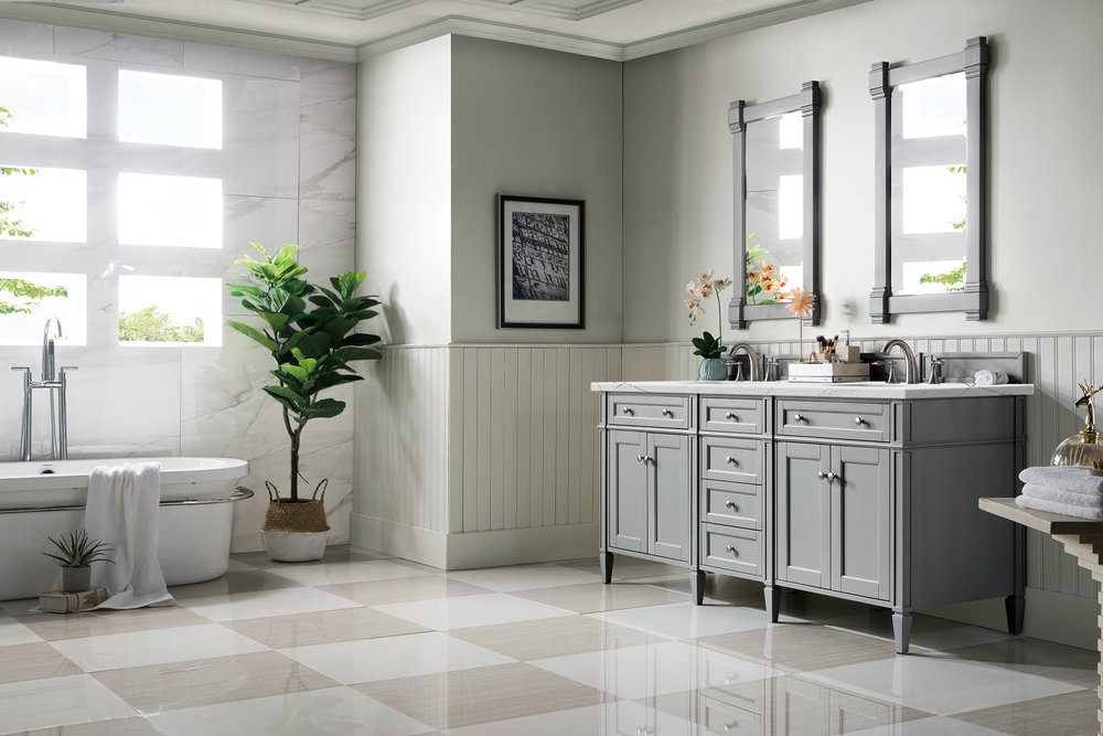 James Martin - Brittany 72" Double Vanity, Urban Gray w/ 3 CM Ethereal Noctis Silestone Top w/FreePower Wireless Charger - 650-V72-UGR-FENC view 5