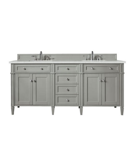 James Martin - Brittany 72" Double Vanity, Urban Gray w/ 3 CM Lime Delight Silestone Top - 650-V72-UGR-3LDL view 1