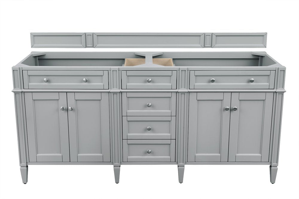 James Martin - Brittany 72" Double Vanity, Urban Gray w/ 3 CM Lime Delight Silestone Top - 650-V72-UGR-3LDL view 2