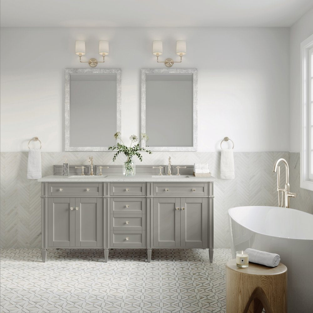 James Martin - Brittany 72" Double Vanity, Urban Gray w/ 3 CM Lime Delight Silestone Top - 650-V72-UGR-3LDL view 3