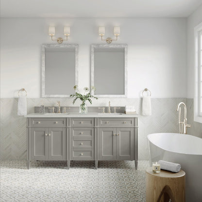 James Martin - Brittany 72" Double Vanity, Urban Gray w/ 3 CM Lime Delight Silestone Top - 650-V72-UGR-3LDL view 3