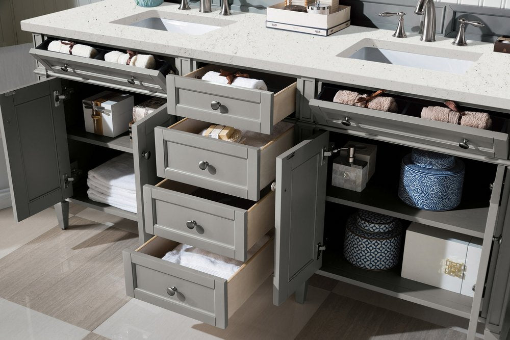 James Martin - Brittany 72" Double Vanity, Urban Gray w/ 3 CM Lime Delight Silestone Top - 650-V72-UGR-3LDL view 5