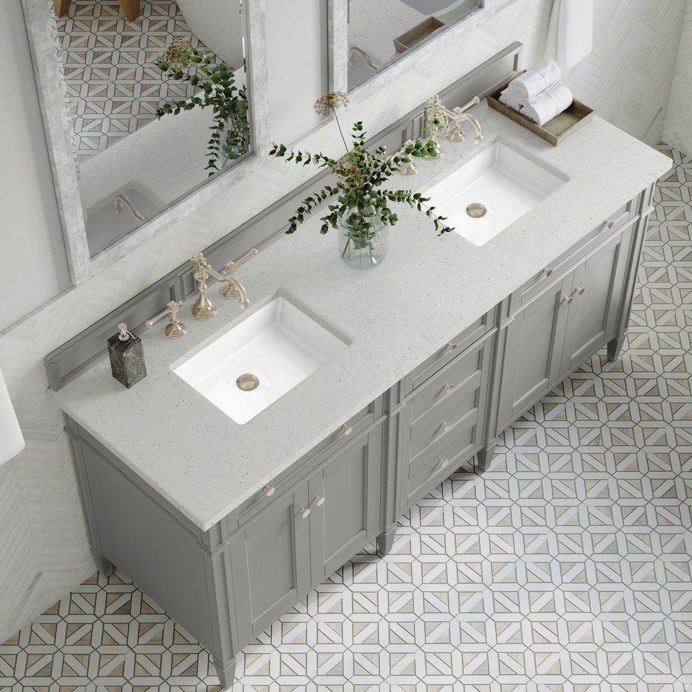 James Martin - Brittany 72" Double Vanity, Urban Gray w/ 3 CM Lime Delight Silestone Top - 650-V72-UGR-3LDL view 7