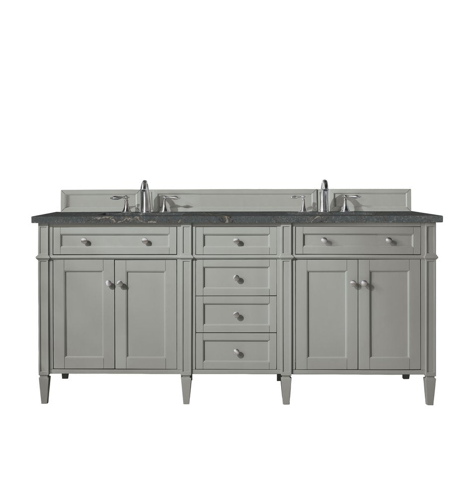 James Martin - Brittany 72" Double Vanity, Urban Gray w/ 3 CM Parisien Bleu Silestone Top - 650-V72-UGR-3PBL view 1