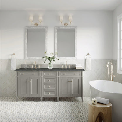 James Martin - Brittany 72" Double Vanity, Urban Gray w/ 3 CM Parisien Bleu Silestone Top - 650-V72-UGR-3PBL view 3