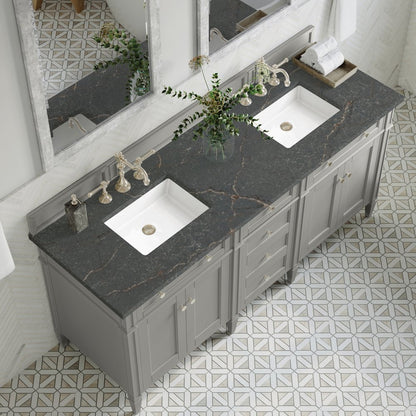 James Martin - Brittany 72" Double Vanity, Urban Gray w/ 3 CM Parisien Bleu Silestone Top - 650-V72-UGR-3PBL view 7