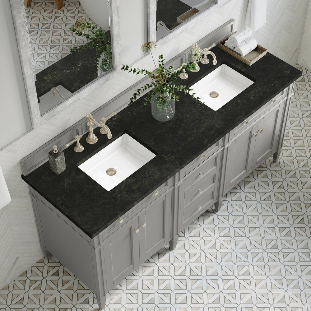 James Martin - Brittany 72" Double Vanity, Urban Gray, w/ 3 CM Phantome Eclos Top - 650-V72-UGR-3PHT view 6