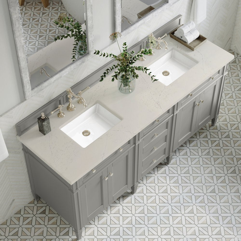 James Martin - Brittany 72" Double Vanity, Urban Gray, w/ 3 CM Siberian Silestone Top - 650-V72-UGR-3SFR view 6
