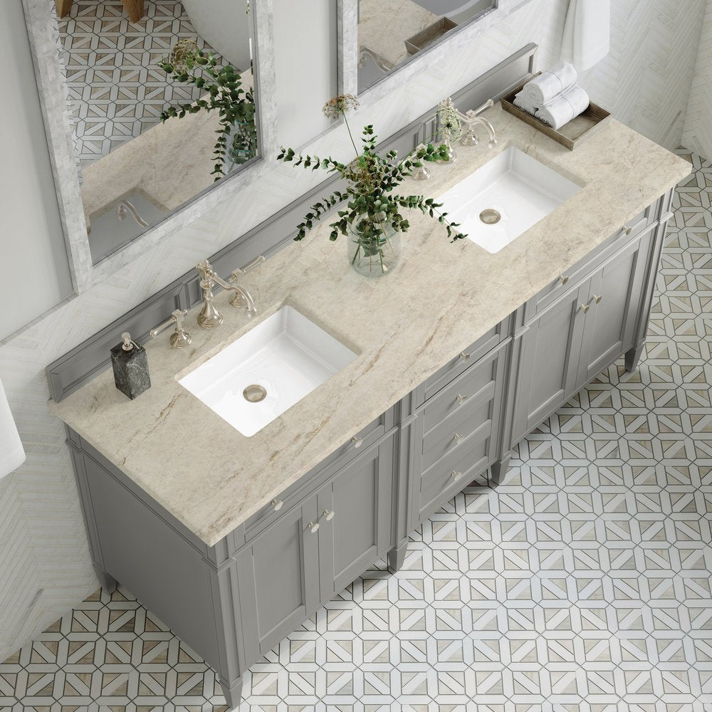 James Martin - Brittany 72" Double Vanity, Urban Gray, w/ 3 CM Tajnar Eclos Top - 650-V72-UGR-3TJR view 6