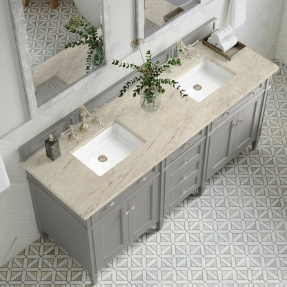 James Martin - Brittany 72" Double Vanity, Urban Gray, w/ 3 CM Tajnar Eclos Top - 650-V72-UGR-3TJR view 6