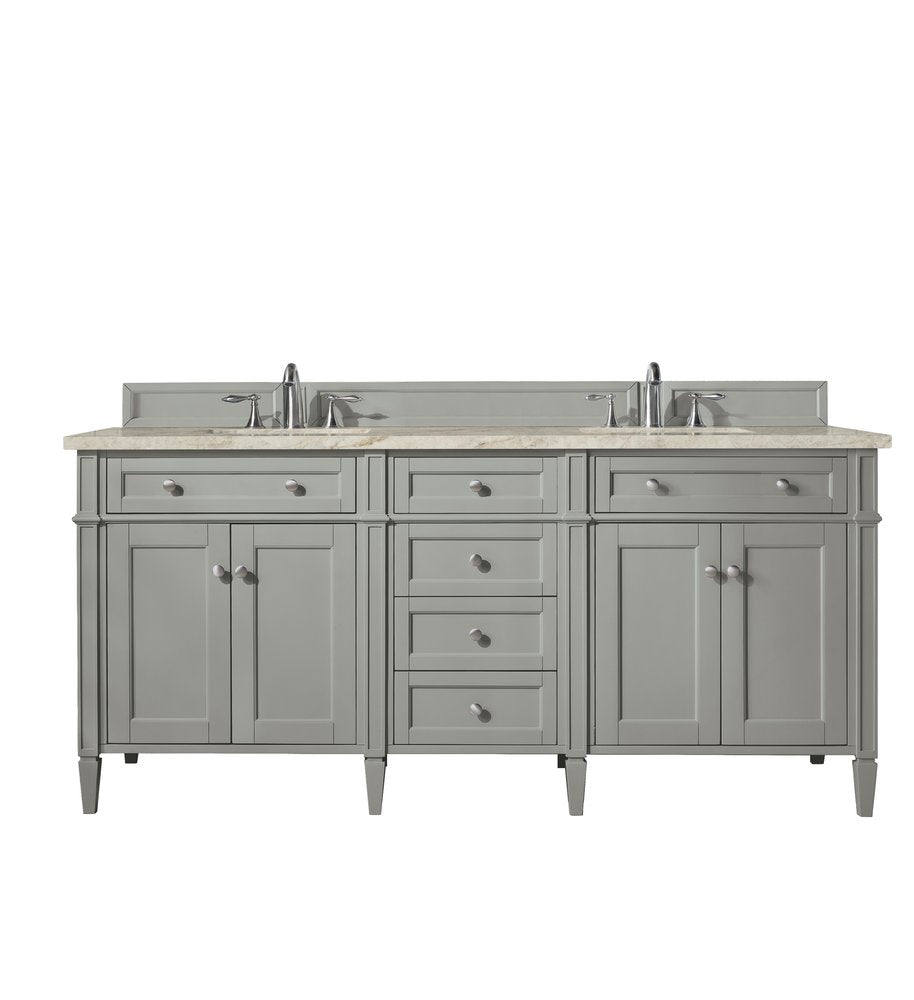 James Martin - Brittany 72" Double Vanity, Urban Gray, w/ 3 CM Tajnar Eclos Top w/FreePower Wireless Charger - 650-V72-UGR-FTJR view 1