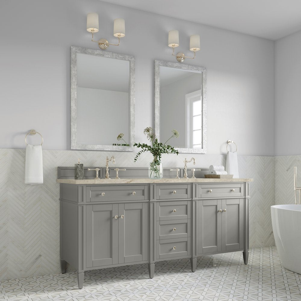 James Martin - Brittany 72" Double Vanity, Urban Gray, w/ 3 CM Tajnar Eclos Top w/FreePower Wireless Charger - 650-V72-UGR-FTJR view 4