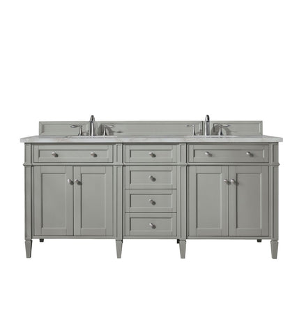 James Martin - Brittany 72" Double Vanity, Urban Gray w/ 3 CM Victorian Silver Silestone Top - 650-V72-UGR-3VSL view 1