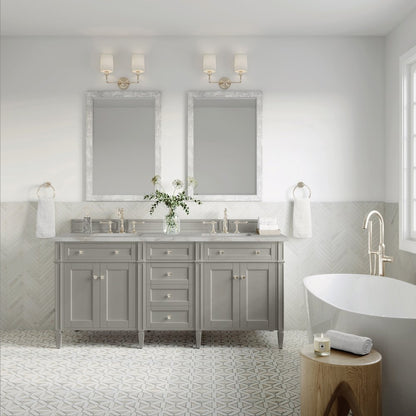 James Martin - Brittany 72" Double Vanity, Urban Gray w/ 3 CM Victorian Silver Silestone Top - 650-V72-UGR-3VSL view 3
