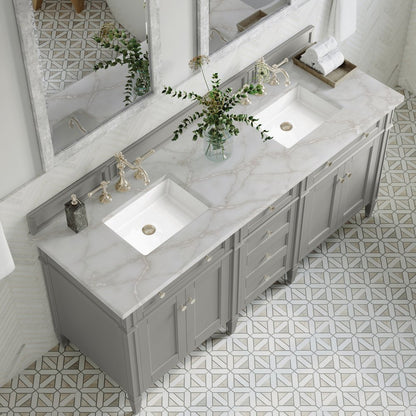 James Martin - Brittany 72" Double Vanity, Urban Gray w/ 3 CM Victorian Silver Silestone Top - 650-V72-UGR-3VSL view 7