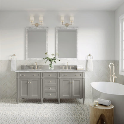 James Martin - Brittany 72" Double Vanity, Urban Gray w/ 3 CM Victorian Silver Silestone Top w/FreePower Wireless Charger - 650-V72-UGR-FVSL view 4