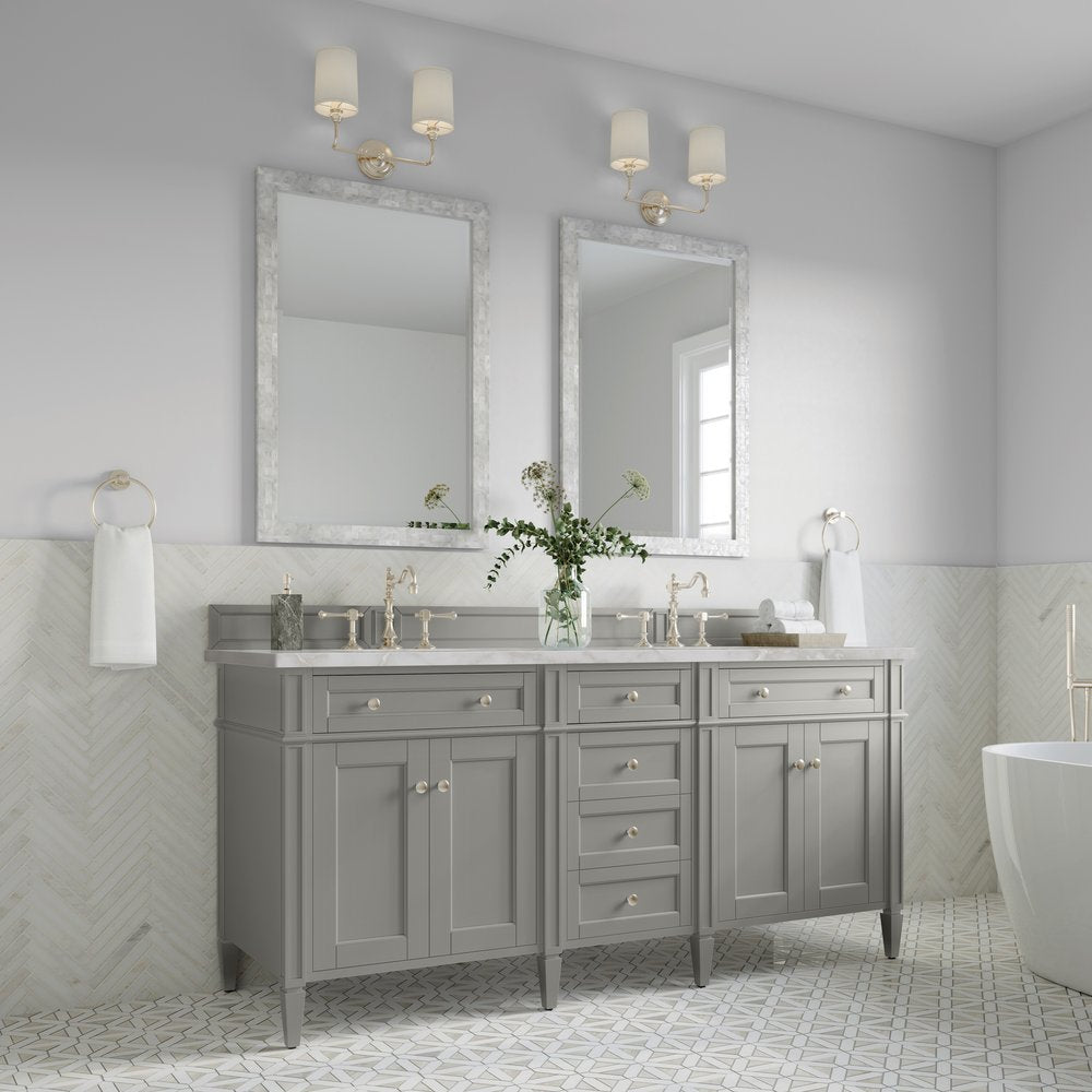 James Martin - Brittany 72" Double Vanity, Urban Gray w/ 3 CM Victorian Silver Silestone Top w/FreePower Wireless Charger - 650-V72-UGR-FVSL view 5