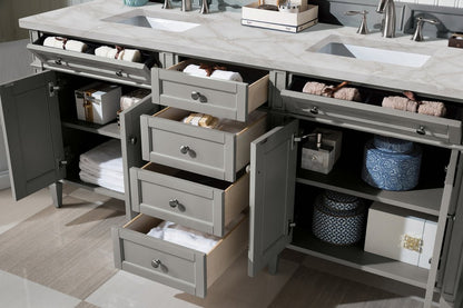 James Martin - Brittany 72" Double Vanity, Urban Gray w/ 3 CM Victorian Silver Silestone Top w/FreePower Wireless Charger - 650-V72-UGR-FVSL view 6