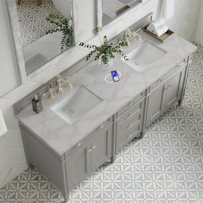 James Martin - Brittany 72" Double Vanity, Urban Gray w/ 3 CM Victorian Silver Silestone Top w/FreePower Wireless Charger - 650-V72-UGR-FVSL view 8