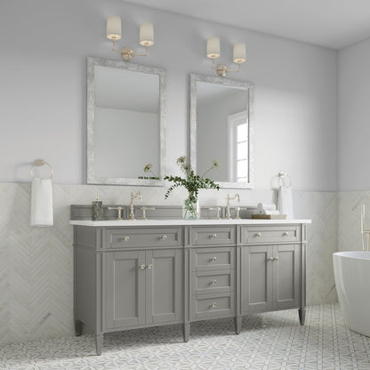 James Martin - Brittany 72" Double Vanity, Urban Gray w/ 3 CM White Zeus Silestone Top - 650-V72-UGR-3WZ view 3