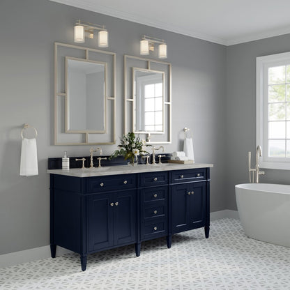 James Martin - Brittany 72" Double Vanity, Victory Bleu w/ 3 CM Victorian Silver Silestone Top - 650-V72-VBL-3VSL view 4