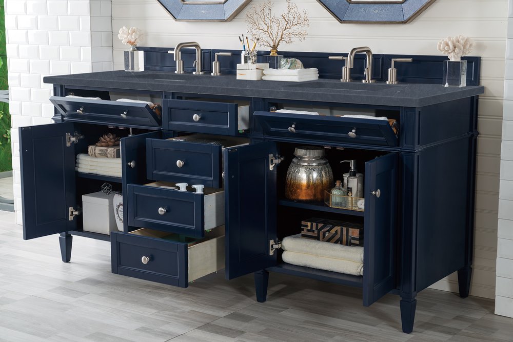 James Martin - Brittany 72" Double Vanity, Victory Blue w/ 3 CM Charcoal Soapstone Silestone Top - 650-V72-VBL-3CSP view 5