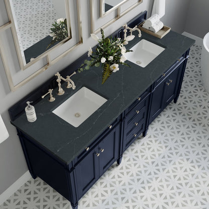 James Martin - Brittany 72" Double Vanity, Victory Blue w/ 3 CM Charcoal Soapstone Silestone Top - 650-V72-VBL-3CSP view 7