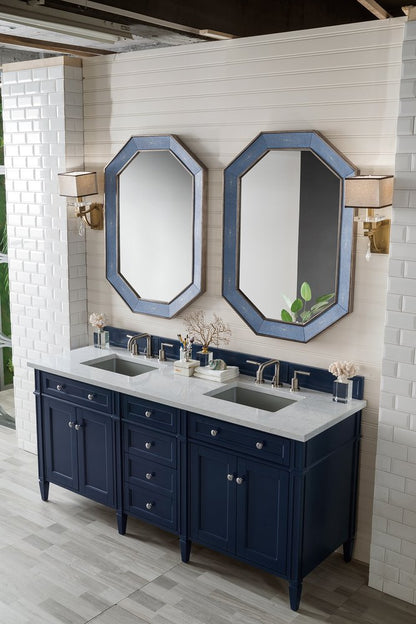 James Martin - Brittany 72" Double Vanity, Victory Blue w/ 3 CM Eternal Jasmine Pearl Silestone Top - 650-V72-VBL-3EJP view 8