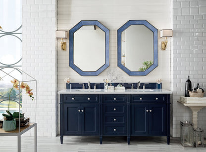 James Martin - Brittany 72" Double Vanity, Victory Blue w/ 3 CM Eternal Jasmine Pearl Silestone Top w/FreePower Wireless Charger - 650-V72-VBL-FEJP view 4