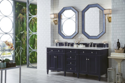 James Martin - Brittany 72" Double Vanity, Victory Blue w/ 3 CM Eternal Jasmine Pearl Silestone Top w/FreePower Wireless Charger - 650-V72-VBL-FEJP view 5