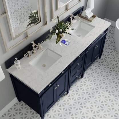 James Martin - Brittany 72" Double Vanity, Victory Blue w/ 3 CM Eternal Jasmine Pearl Silestone Top w/FreePower Wireless Charger - 650-V72-VBL-FEJP view 11
