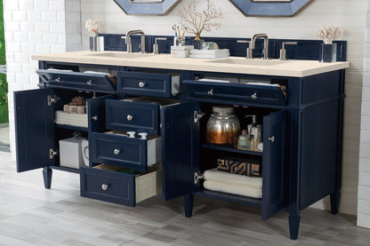 James Martin - Brittany 72" Double Vanity, Victory Blue w/ 3 CM Eternal Marfil Silestone Top - 650-V72-VBL-3EMR view 5