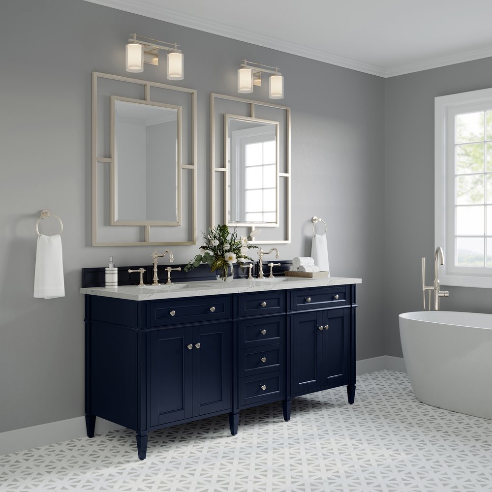 James Martin - Brittany 72" Double Vanity, Victory Blue w/ 3 CM Ethereal Noctis Silestone Top - 650-V72-VBL-3ENC view 4