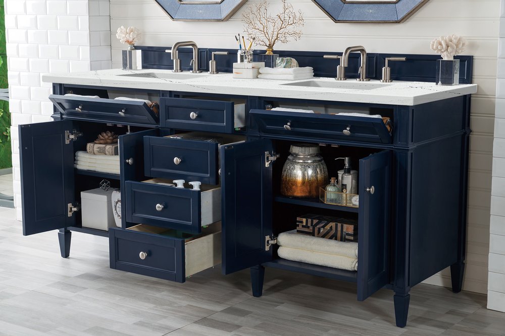 James Martin - Brittany 72" Double Vanity, Victory Blue w/ 3 CM Ethereal Noctis Silestone Top - 650-V72-VBL-3ENC view 5