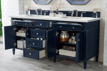 James Martin - Brittany 72" Double Vanity, Victory Blue w/ 3 CM Ethereal Noctis Silestone Top - 650-V72-VBL-3ENC view 5