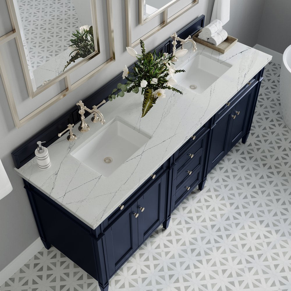 James Martin - Brittany 72" Double Vanity, Victory Blue w/ 3 CM Ethereal Noctis Silestone Top - 650-V72-VBL-3ENC view 7