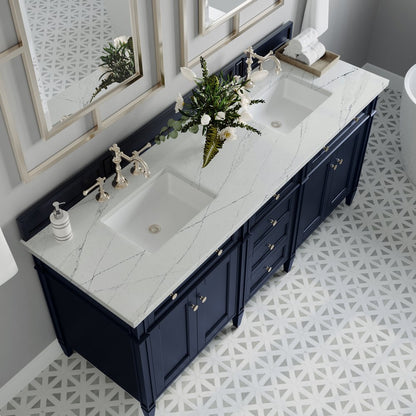 James Martin - Brittany 72" Double Vanity, Victory Blue w/ 3 CM Ethereal Noctis Silestone Top - 650-V72-VBL-3ENC view 7