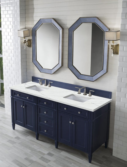 James Martin - Brittany 72" Double Vanity, Victory Blue w/ 3 CM Ethereal Noctis Silestone Top w/FreePower Wireless Charger - 650-V72-VBL-FENC view 5