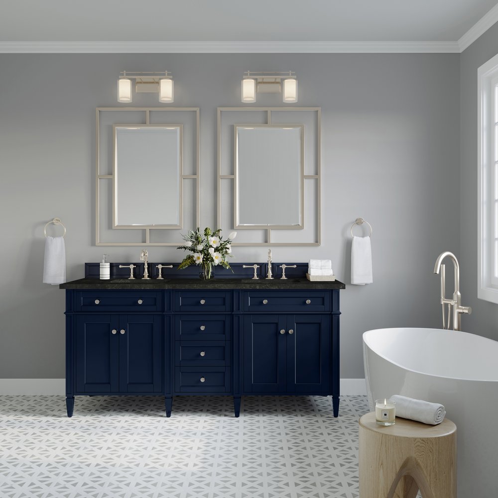 James Martin - Brittany 72" Double Vanity, Victory Blue, w/ 3 CM Phantome Eclos Top - 650-V72-VBL-3PHT view 3