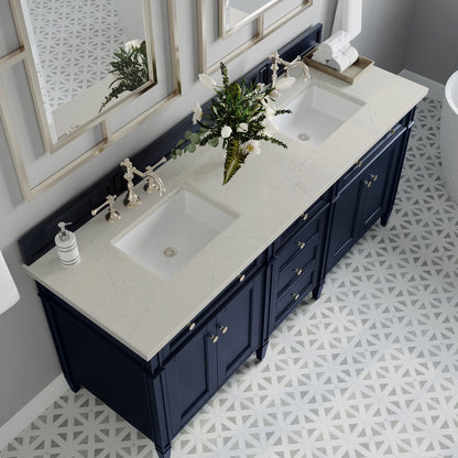 James Martin - Brittany 72" Double Vanity, Victory Blue, w/ 3 CM Siberian Silestone Top - 650-V72-VBL-3SFR view 6