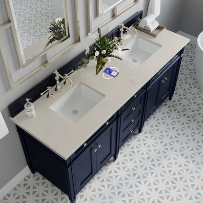 James Martin - Brittany 72" Double Vanity, Victory Blue, w/ 3 CM Siberian Silestone Top w/FreePower Wireless Charger - 650-V72-VBL-FSFR view 6