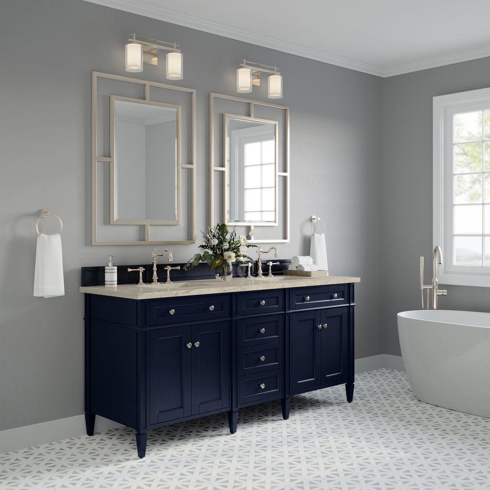 James Martin - Brittany 72" Double Vanity, Victory Blue, w/ 3 CM Tajnar Eclos Top - 650-V72-VBL-3TJR view 4