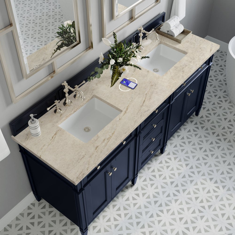 James Martin - Brittany 72" Double Vanity, Victory Blue, w/ 3 CM Tajnar Eclos Top w/FreePower Wireless Charger - 650-V72-VBL-FTJR view 6
