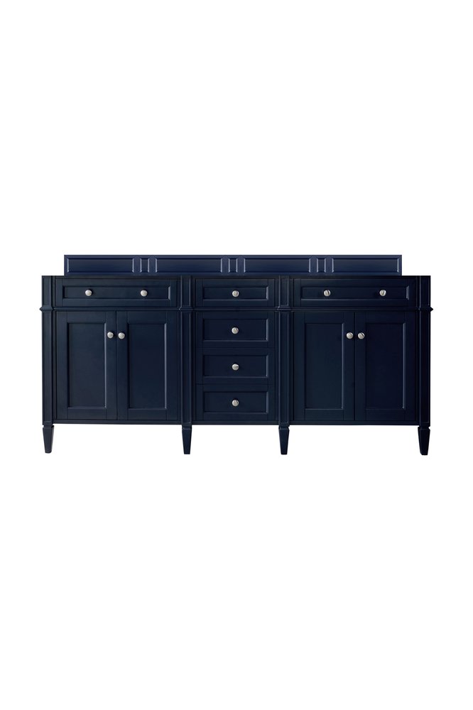 James Martin - Brittany 72" Double Vanity, Victory Blue w/ 3 CM White Zeus Silestone Top - 650-V72-VBL-3WZ view 2