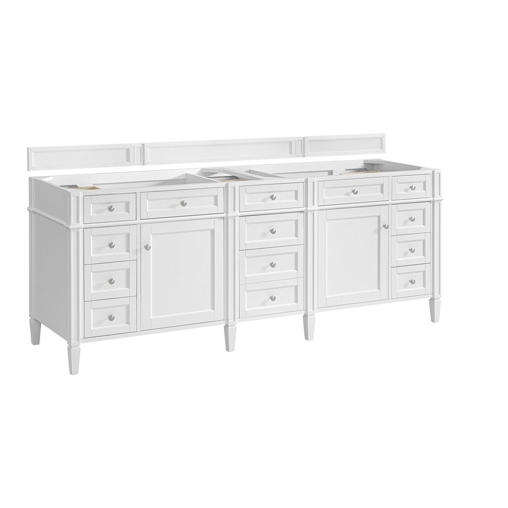 James Martin - Brittany 84" Double Vanity, Bright White w/ 3 CM Eternal Jasmine Pearl Top - 655-V84-BW-3EJP view 2