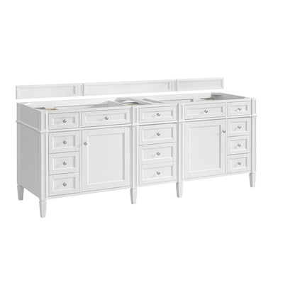 James Martin - Brittany 84" Double Vanity, Bright White w/ 3 CM Eternal Jasmine Pearl Top - 655-V84-BW-3EJP view 2