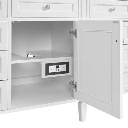 James Martin - Brittany 84" Double Vanity, Bright White w/ 3 CM Eternal Jasmine Pearl Top - 655-V84-BW-3EJP view 12